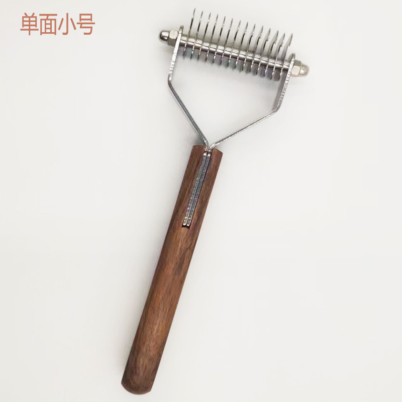越境ペット櫛長木ハンドル開結櫛ステンレス櫛両面櫛清潔美容ペット用品|undefined
