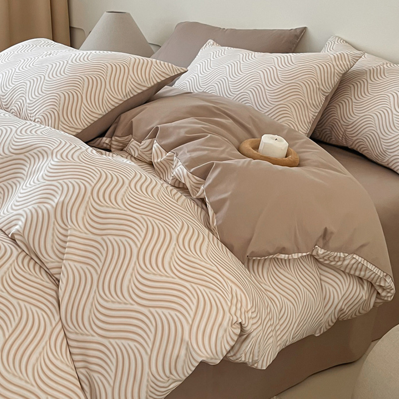 Nordic French Minimalist Retro Nordic-style Pure Cotton Four-piece Set 2026 New Model All-cotton Student Dormitory Duvet Cover, Bed Sheet, And Bedd_voghion.com