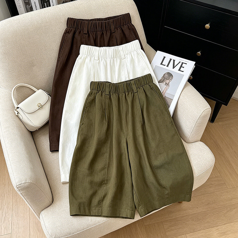 Loose and versatile drapey linen cropped pants for women, 2026 spring and autumn hot-selling high-waisted slimming versatile straight pants Loose and versatile drapey linen cropped pants for women, 2026 spring and autumn hot-selling high-waisted slimming versatile straight pants