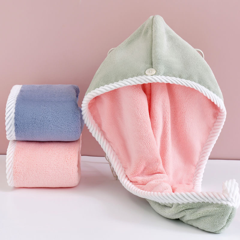 Quick-drying Towel Hair Turban for Women, Absorbent Microfiber Hooded Towel, Double-layer Thick Hair Wrapping Shower Cap
