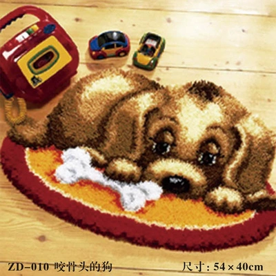 Mat Woolen Embroidery Cushion Floor Mat | Avtomobil döşəmə paspasları - zd010-dog-50cm-white-net-cross