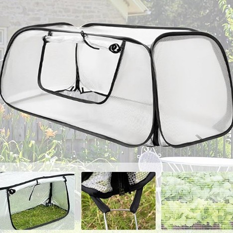 遮阳网布加钢丝。夏天保护植物给植物遮阳遮阴。园艺花园培育箱