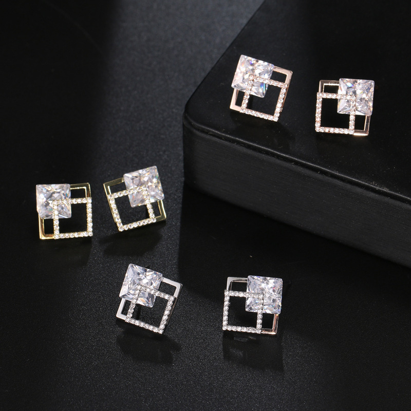 small design square geometric fashionable trend elegant earrings…