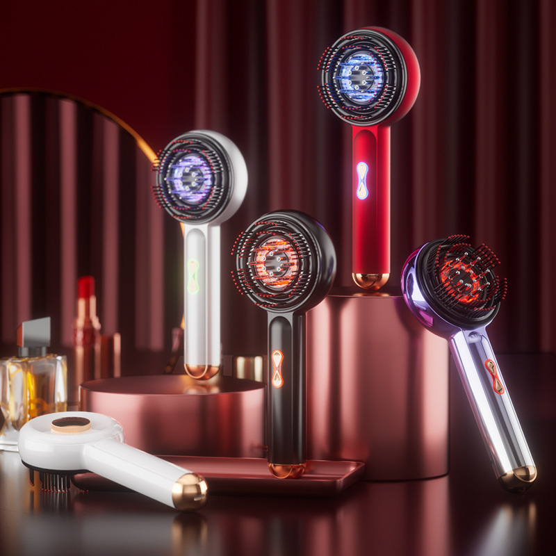 赤色光キーグルーハーバルマッサージコーム電気マッサージヘアグロースコームヘッドリラクゼーション減圧器具薬用コーム|undefined