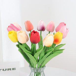 Mini PU Factive Tulip Simulation Flower House Living Room decorative fake flower decoration fake flower cross -border hot sales