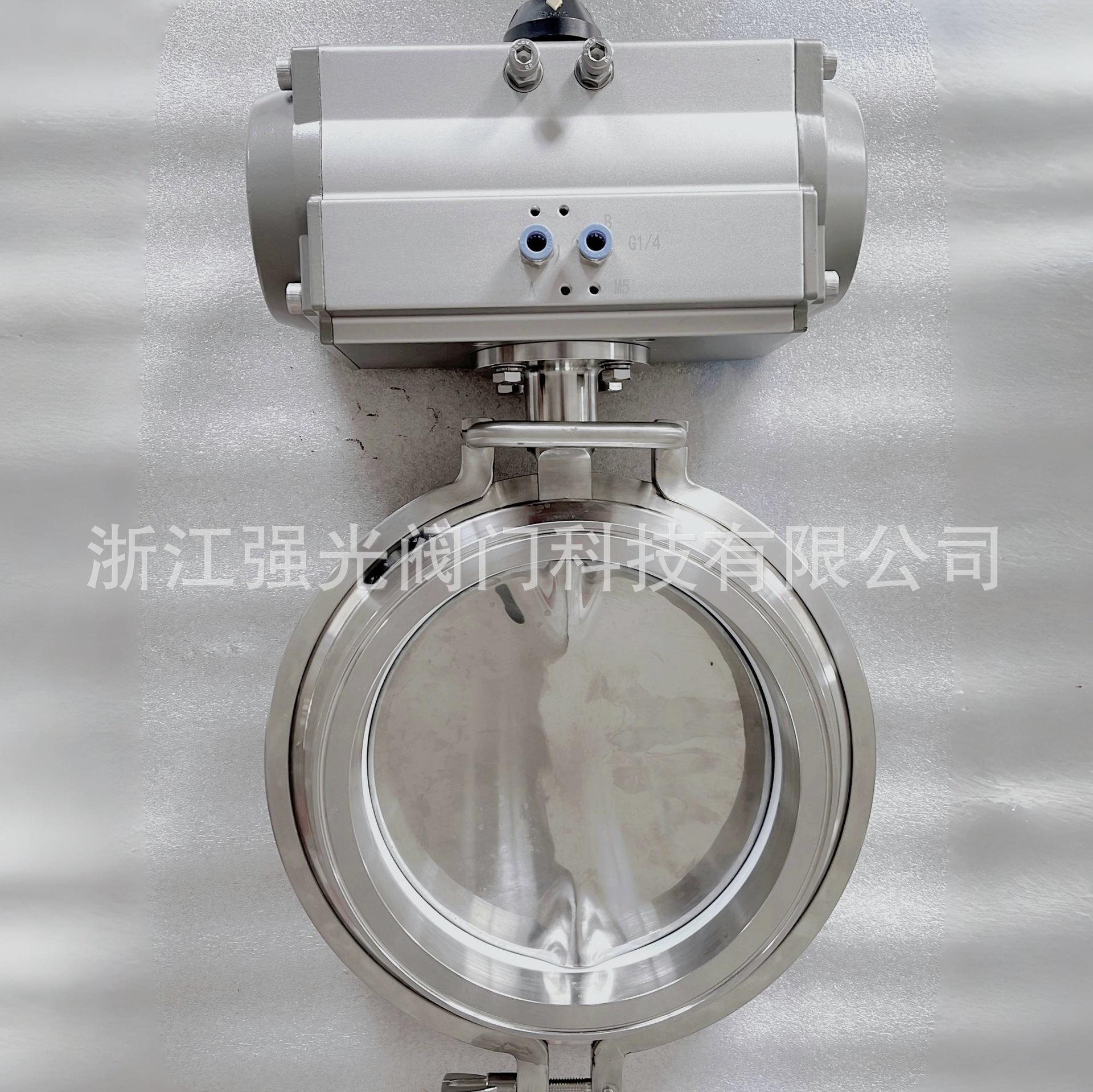 304/316L卫生级食品级不锈钢气动快装卡箍卡盘四氟密封粉末蝶阀