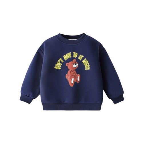 Children's clothing boys' velvet sweatshirt autumn and winter new style children's sweatshirt baby cartoon print long-sleeved casual top