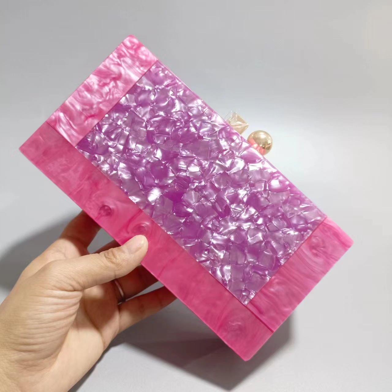 Marble Pattern Purple Green Black Arylic Marble Square Evening Bags