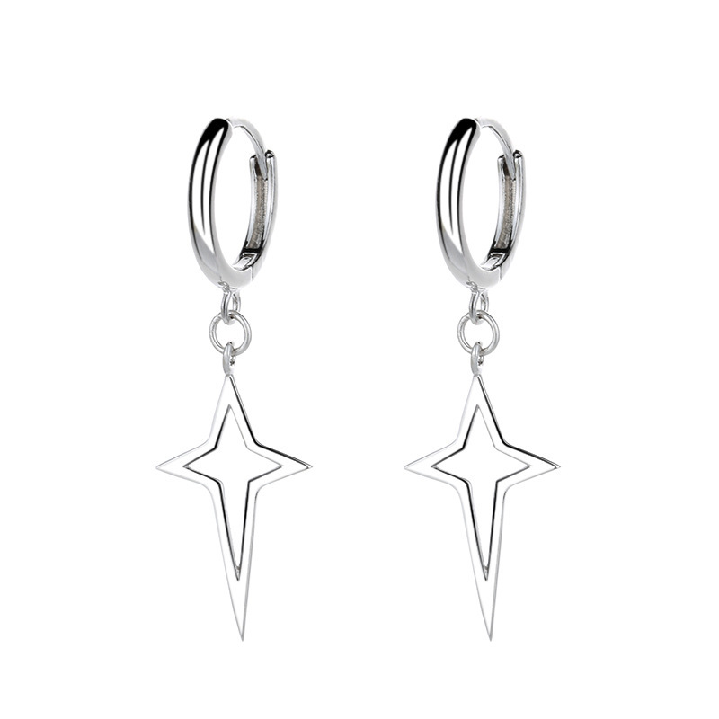 Silver Star Earrings For Men Neutral Style Unique Creative Design_voghion.com