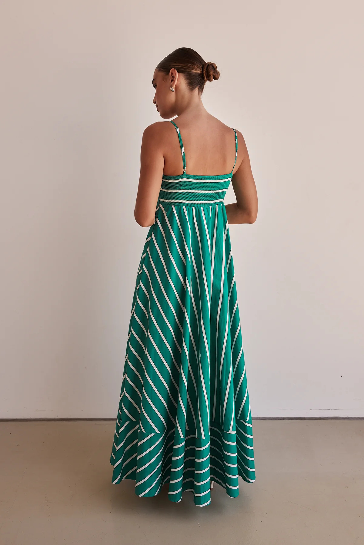 Simple Striped Spaghetti Straps Backless Swing Fresh Air Dress