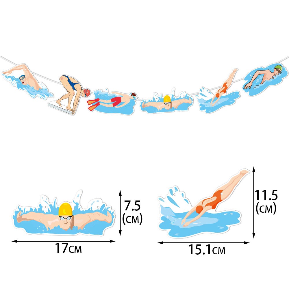 Nuevo tema de natación traje de decoración de cumpleaños natación de verano fiesta de cumpleaños decoración bandera de bandera de decoración plug-in