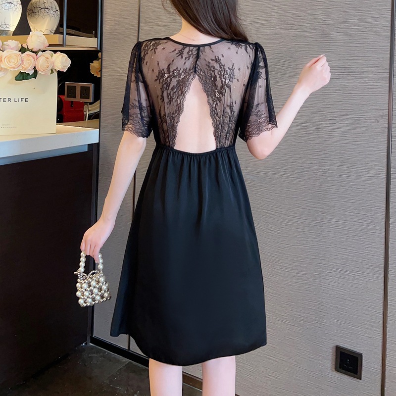 2025 nuevo pijama sexy de verano, pijama de mangas cortas de seda, encaje, ropa de casa de seda delgada