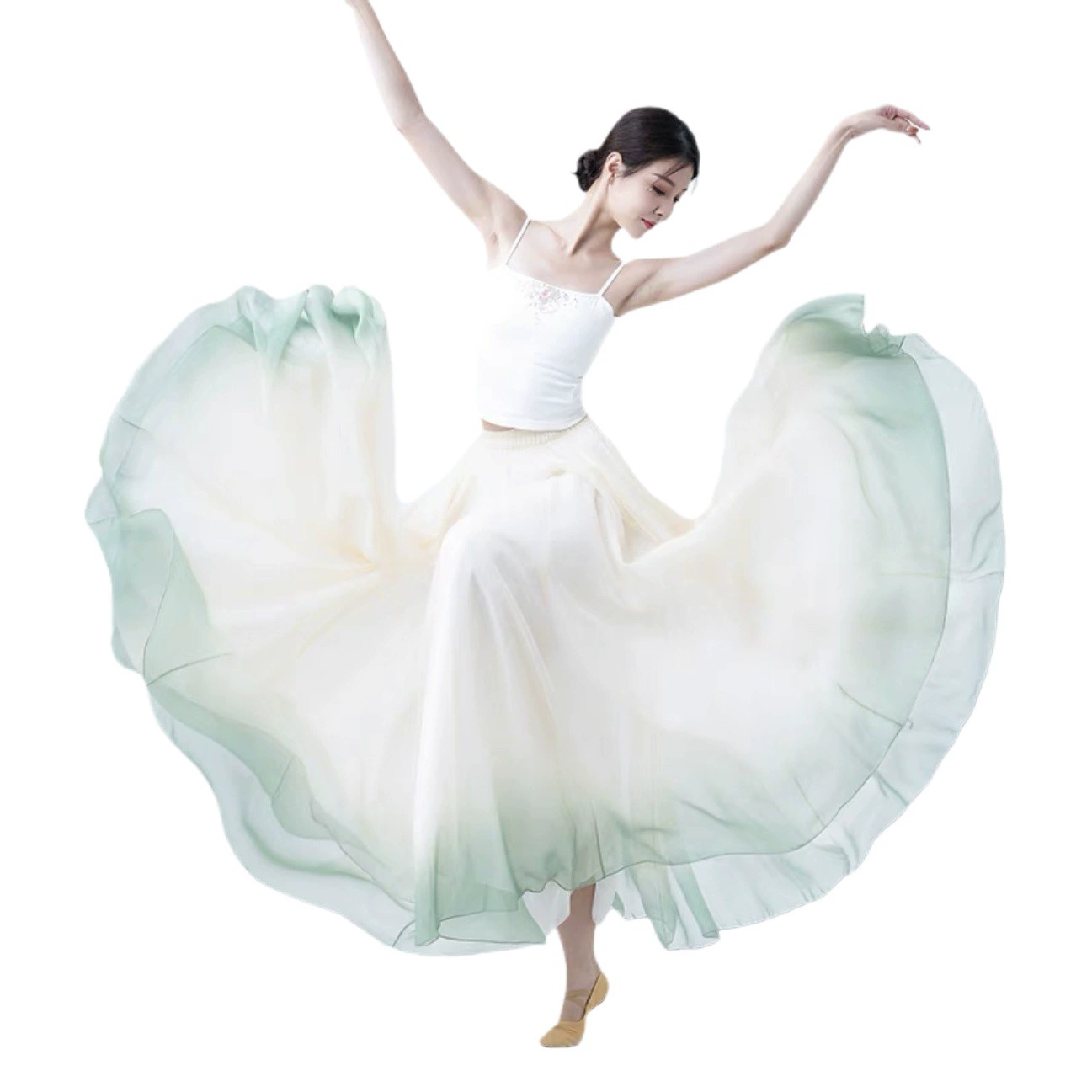 Классический черный лунный костюм Shake Tone с большим платьем с 720 градусов Танцевальная практика Представление Фея Элегантный современный танец