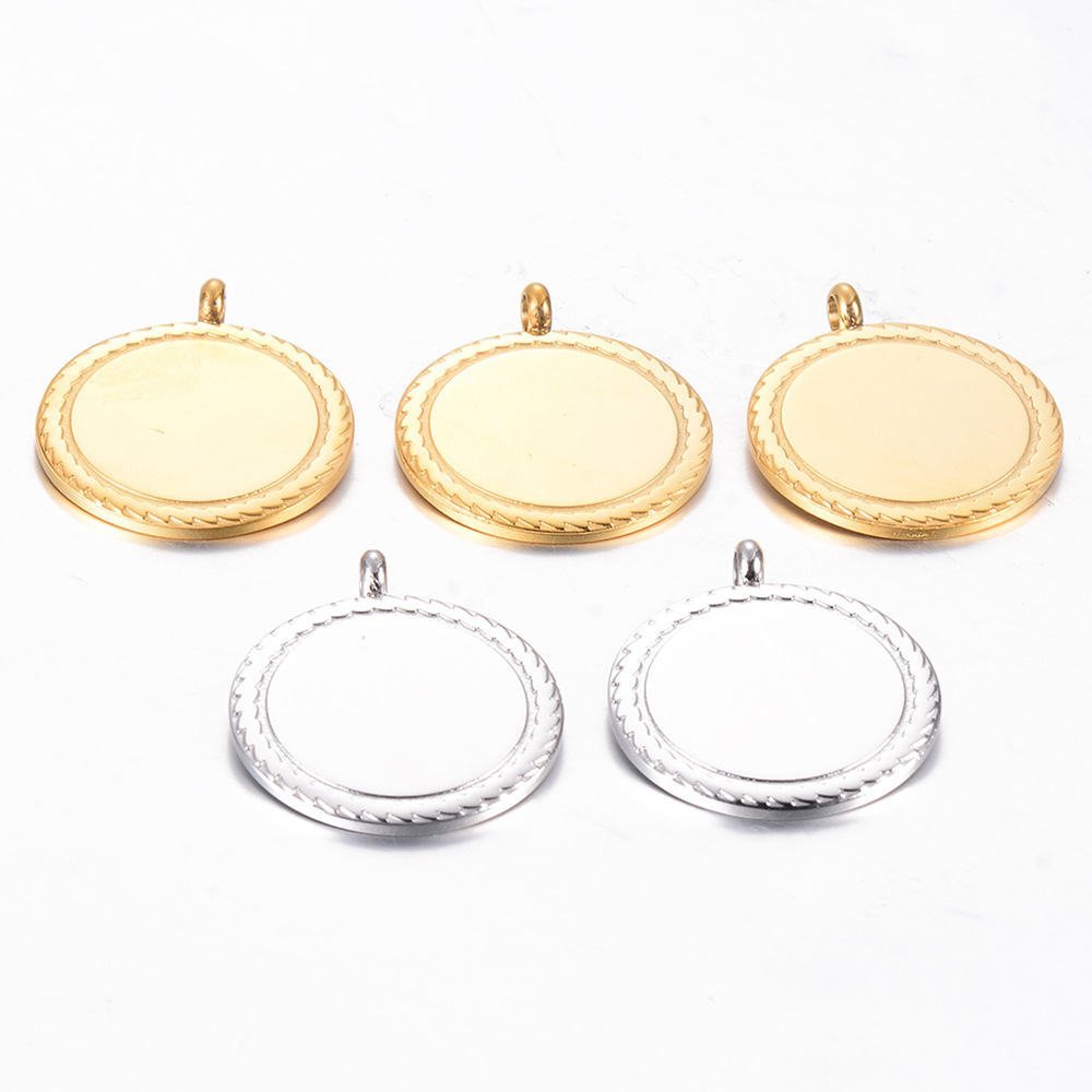 1 Piece Quantity 1 Piece 25 * 30mm 304 Stainless Steel Geometric Customization Laser Engraving Pendant DIY Jewelry Accessories