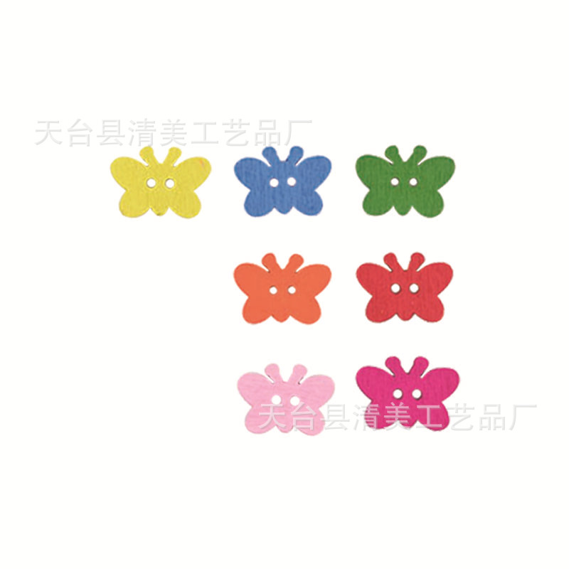 Mariposas de colores botones de madera ropa linda para niños decoración de madera pequeños accesorios de mariposa 100 pc/paquete
