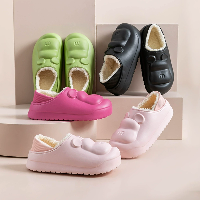 Зимние новые хлопчатобумажные тапочки женские теплые комнатные плюшевые домашние пары мультяшные плюшевые хлопчатобумажные тапочки мужские