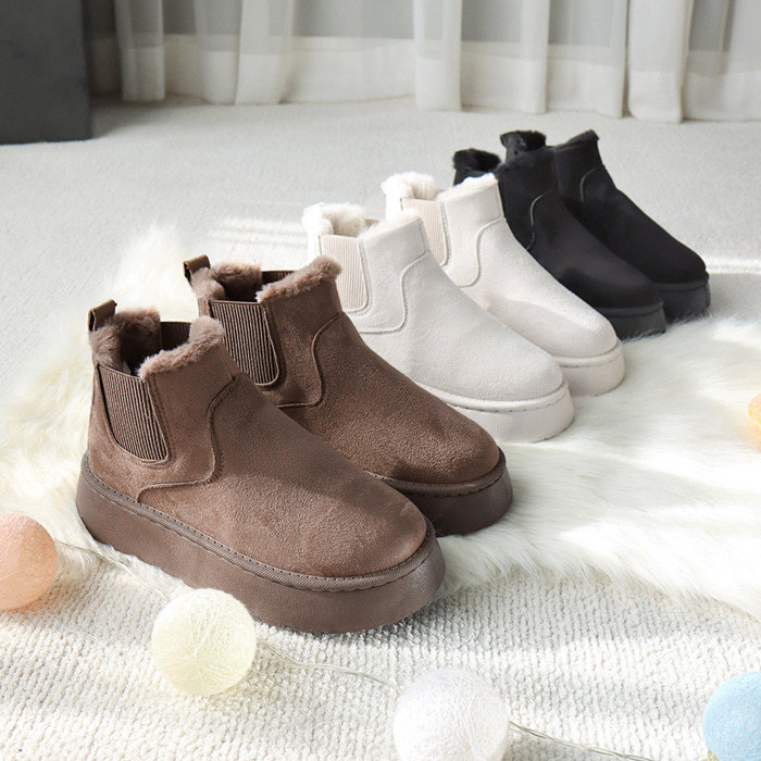 Warm snow boots thickened students a slip-on elastic short cotton boots women's shoes_voghion.com