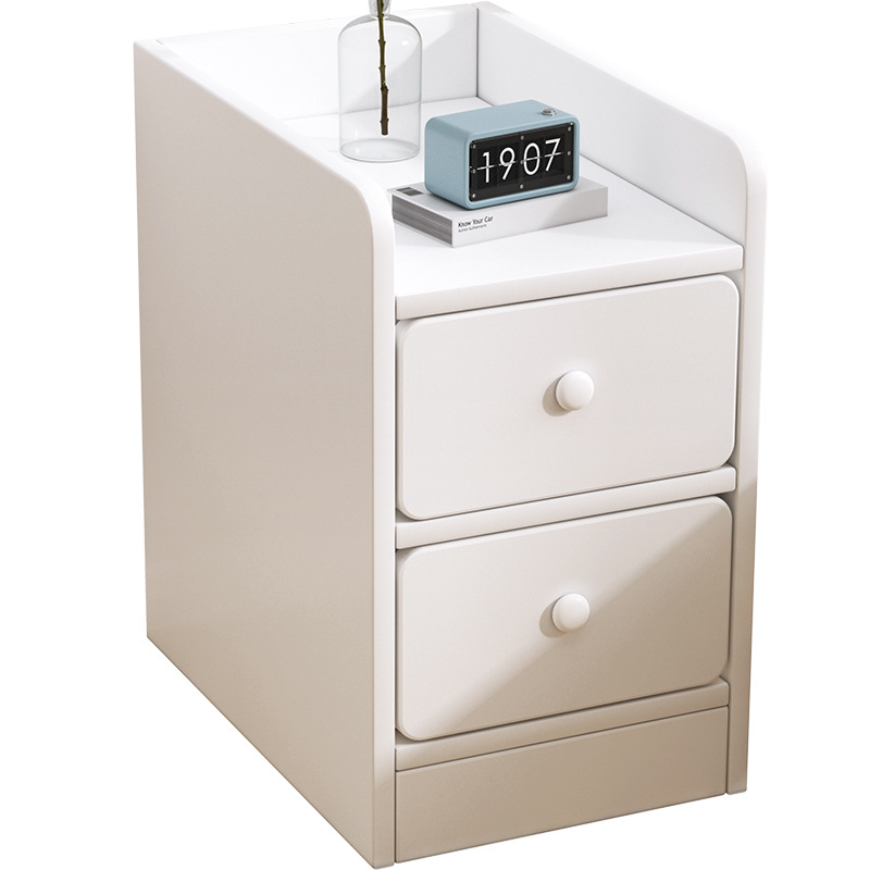 Super estrecha mesa de cabecera simple y moderna pequeña cabecera estante de cabecera dormitorio casero simple crema ventilación cabecera gabinete