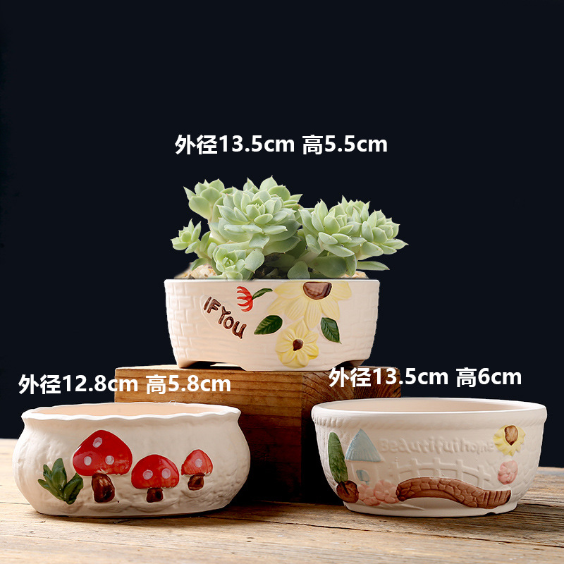 Macetas de cerámica para suculentas con diseño de animales de dibujos animados, pequeño tamaño, para estante de flores en casa, suministro al por mayor