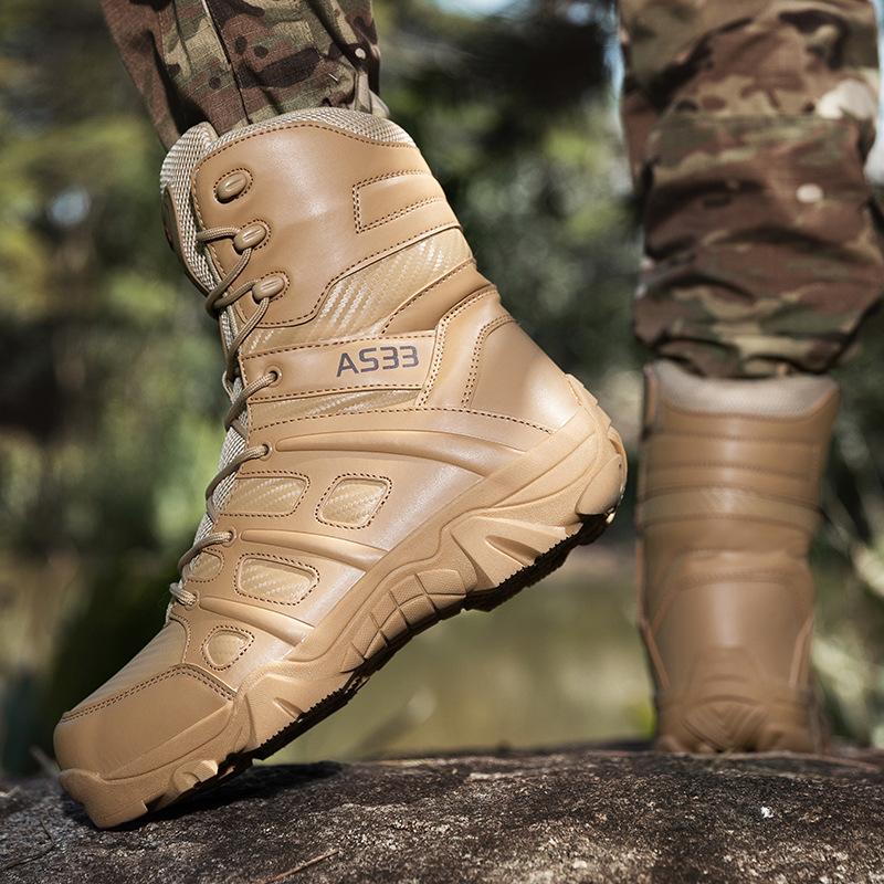 Botas de entrenamiento de fanáticos militares de hombre de gran tamaño transfronterizo, botas tácticas de campamento al aire libre, botas tácticas de montaña de senderismo
