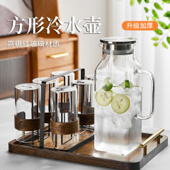 北欧凉水壶高硼硅材质大容量家用方形冷水壶加厚餐厅酒店果汁壶