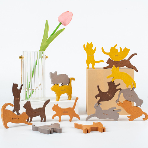 Animal balance stack high children's early education educational toys challenge building blocks building stacking wooden toys