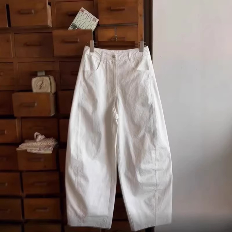 White Minimalist Casual Pants for Women, 2026 Summer New High-Waisted Versatile Slimming Cropped Pants White Minimalist Casual Pants for Women, 2026 Summer New High-Waisted Versatile Slimming Cropped Pants