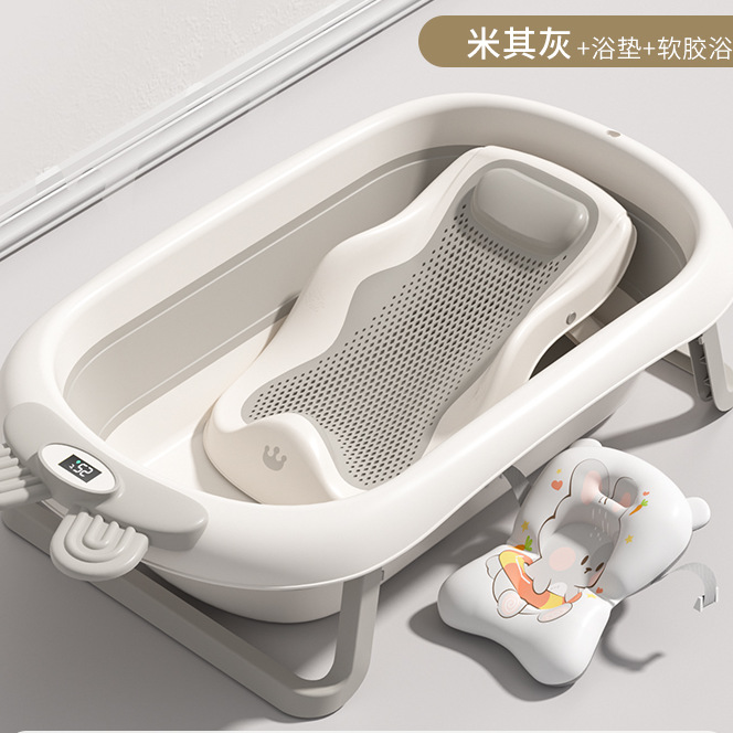 Bañera plegable para niños, bañera para bebés, bañera para bebés, puede sentarse y acostarse, baño para recién nacidos de dibujos animados grandes en casa