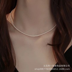 サイズフル! S925施家baby小真珠ネックレス女性は二重鎖骨首鎖極細衆卸売りを重ねている