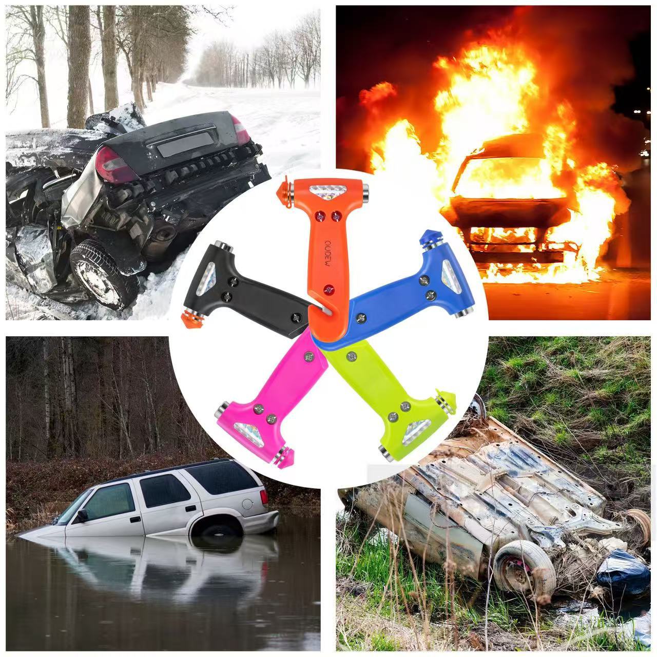 New Car Emergency Safety Hammer with Straps, Two-In-One Multifunctional Car Life-Saving Hammer, Escape Hammer, Window Breaker, Hot-Selling Item