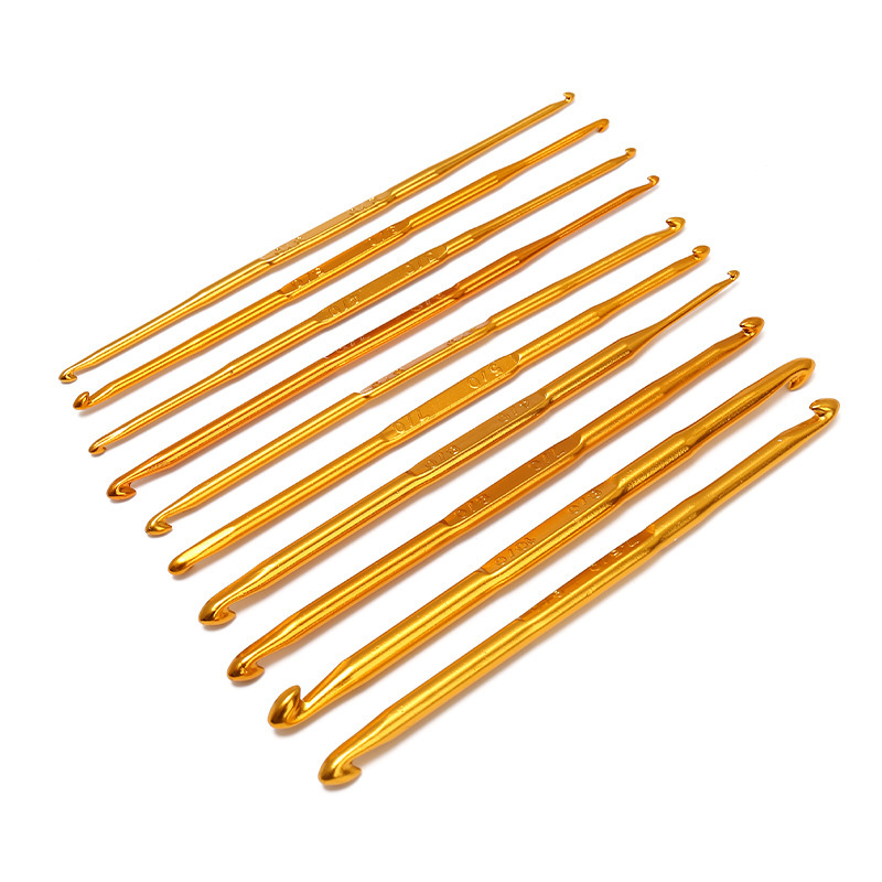 Gold Double-headed Alumina Crochet Hook Household Sweater Wool Knitting Tool Multi-specification Hook Shoes Bag Crochet Hook