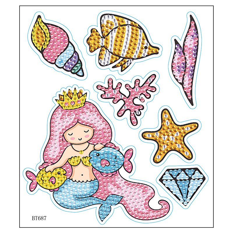 Nuevos pegatinas de taza de agua transfronterizas para niños dibujos de diamantes aleatorios pegatinas hechas a mano diy pegatinas de diamantes unicornios de dibujos animados mayorista