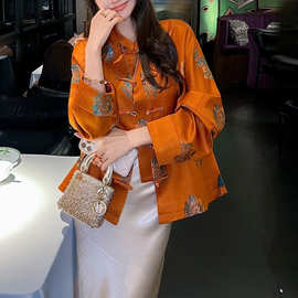 秋季新款宋锦提花香云纱盘扣外套复古新中式国风东方雅韵唐装上衣