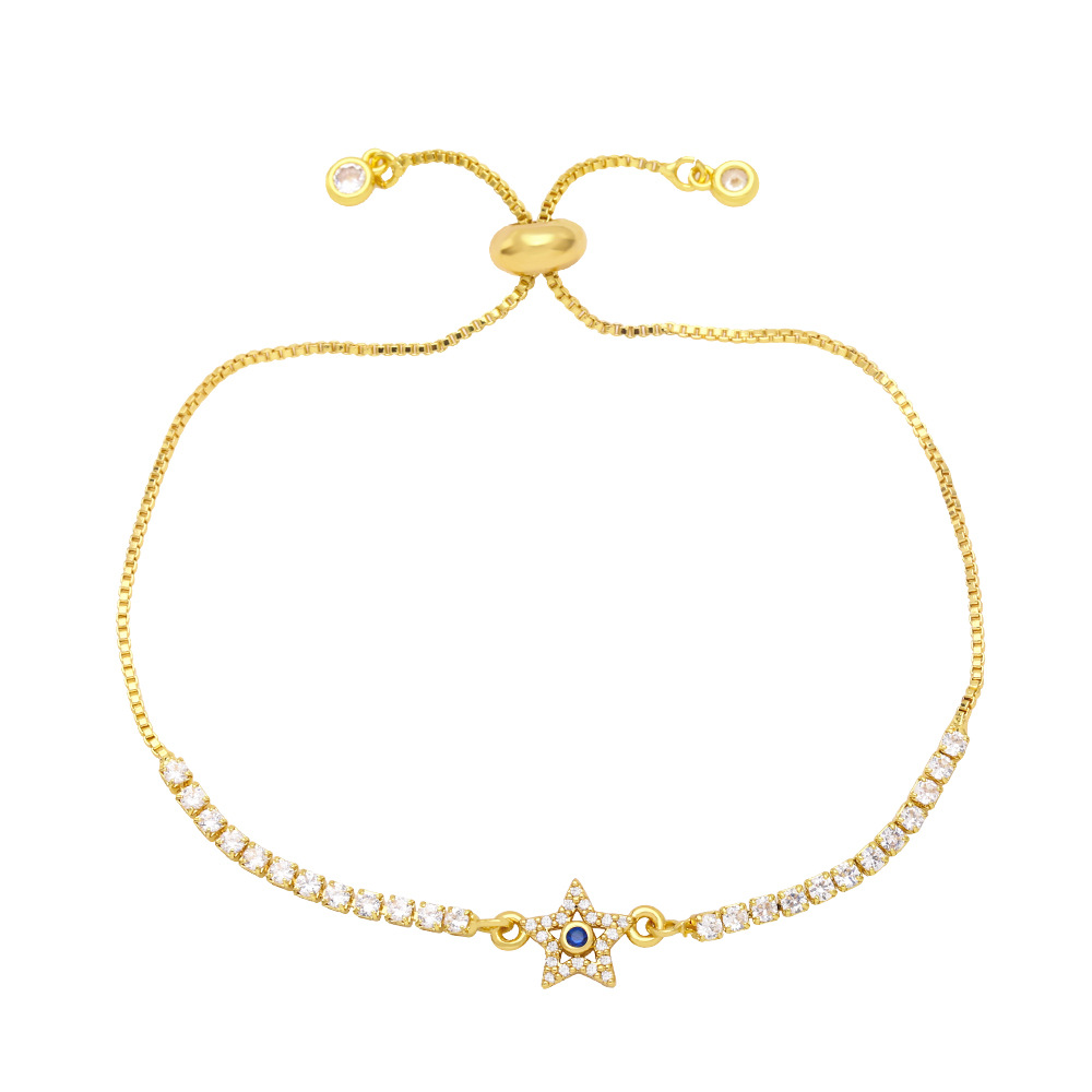 10g Weight 18K Gold Plated Plating Material Zircon Inlay Material Bracelets Classification Copper Material Star Pattern Women'S Gender Fashion Style Fashion Copper Xingx Bracelet Zircon Copper Bracelets 6