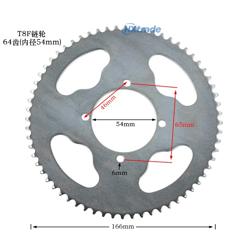 49Cc Mini Motorcycle Electric Gasoline Scooter T8F Gear 44 54 64 74 Tooth Chain Sprocket Chainring