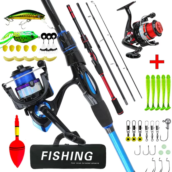 1.8m Red Four-Section Fiberglass Rod Set Complete Fishing Gear Convenient Long-Distance Sea Fishing Set Cross-Border Wholesale