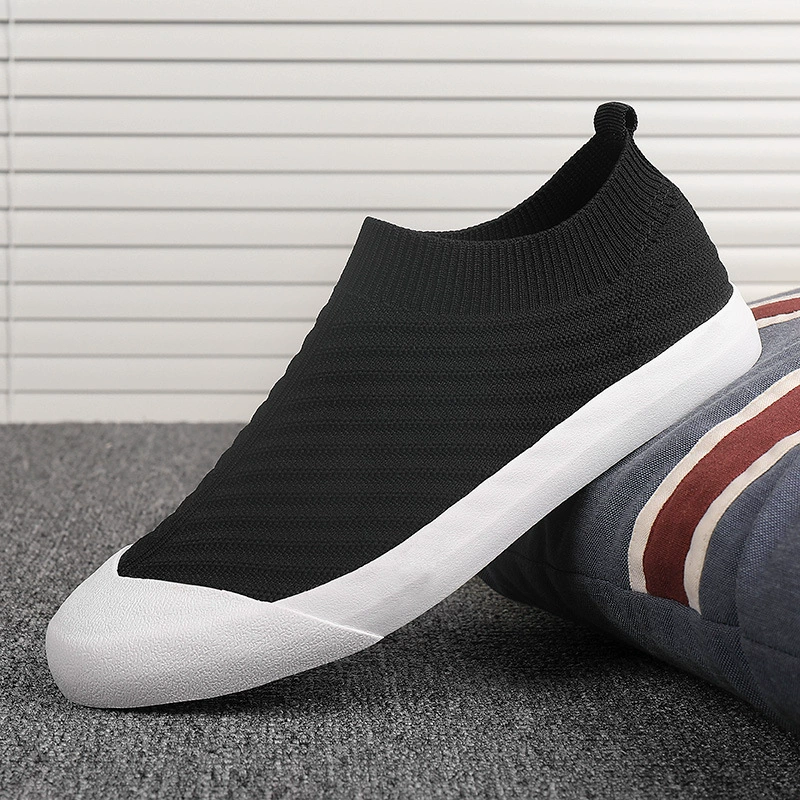 2024 весна новая мужская повседневная ленивая педаль летающая сетка обувь тренд дышащие носки ножки обувь мужская обувь