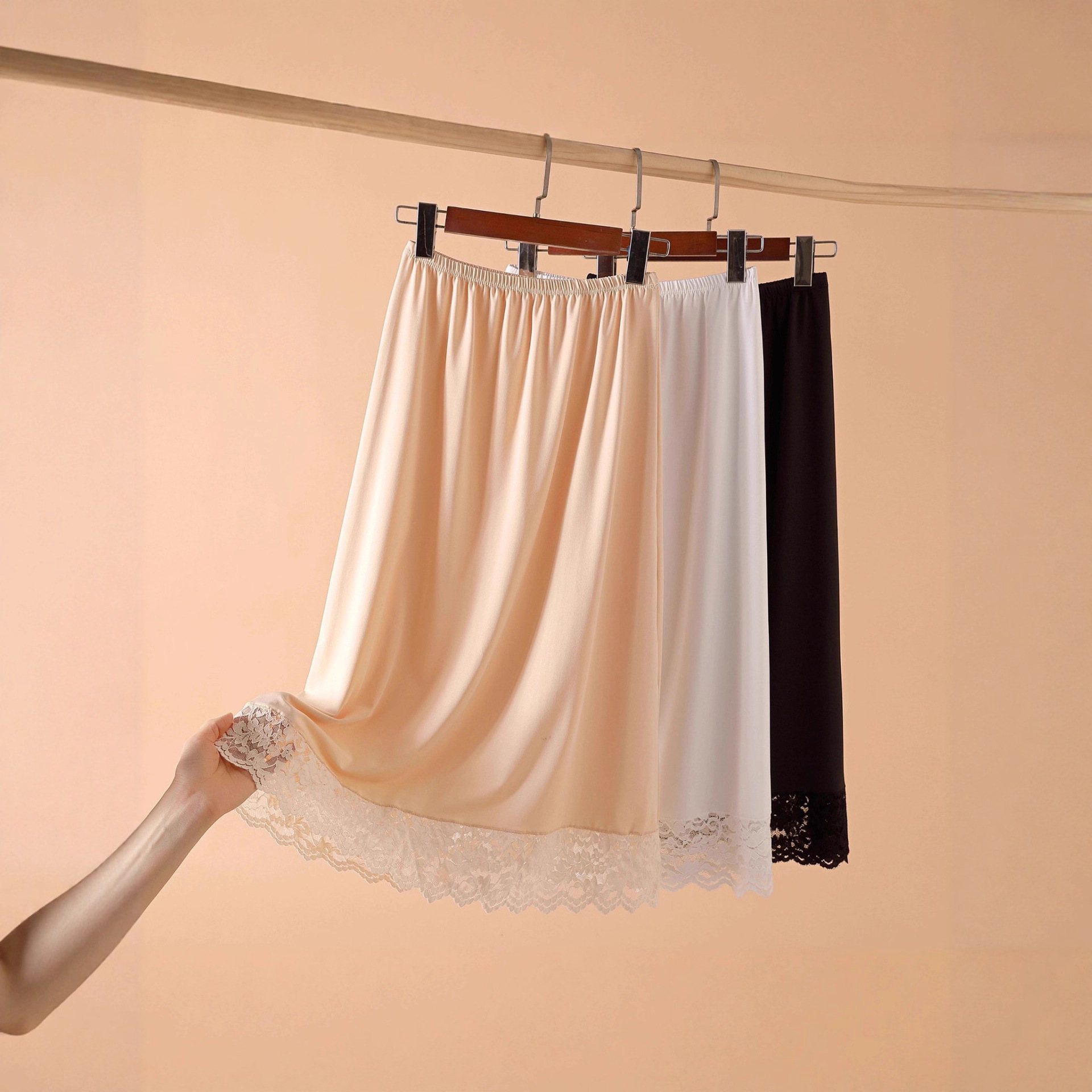 European and American Amazon Inner Petticoat Mid-Length Lace Anti-Exposure Skirt Home Wearable Bottoming Skirt