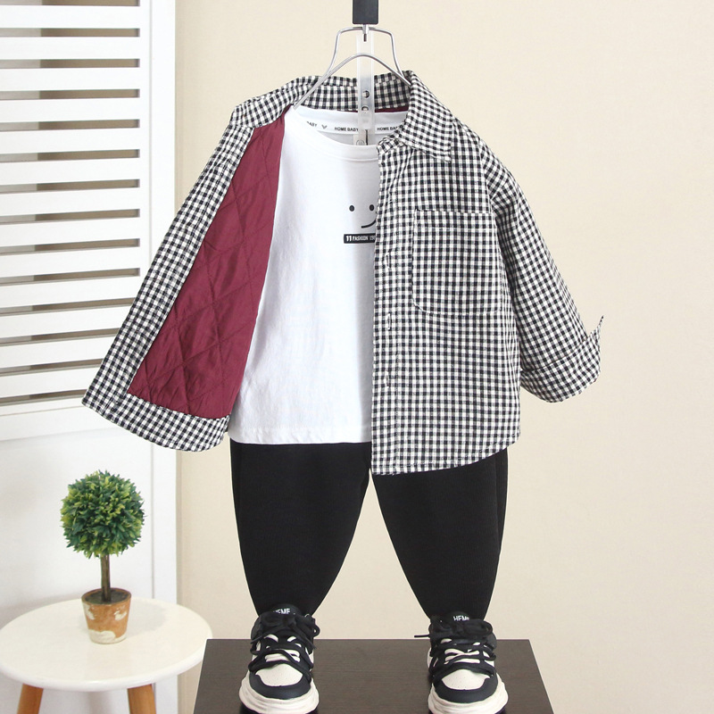7008 chaqueta de camisa de algodón de clip para niño 2025 nueva camisa de abrigo grueso de invierno para niños
