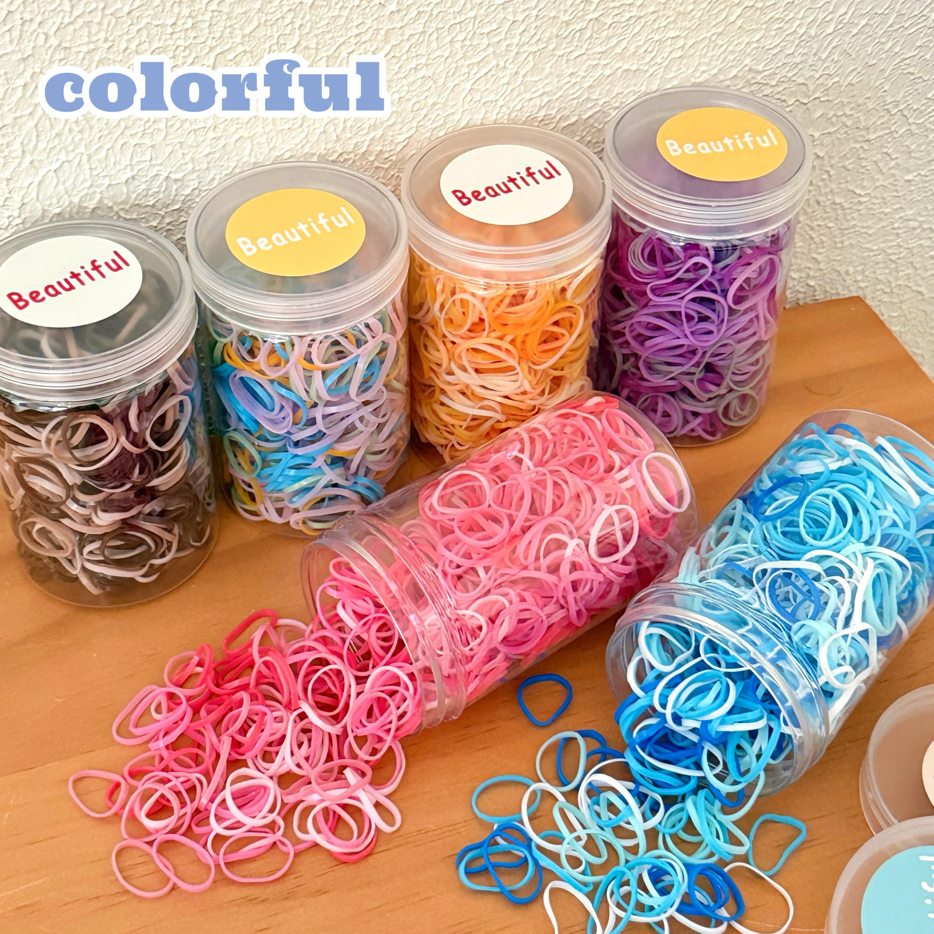 Japonés lindo color caramelo cubo banda de goma color macaron banda de goma moda bebé lazo de pelo cuerda de pelo banda de pelo