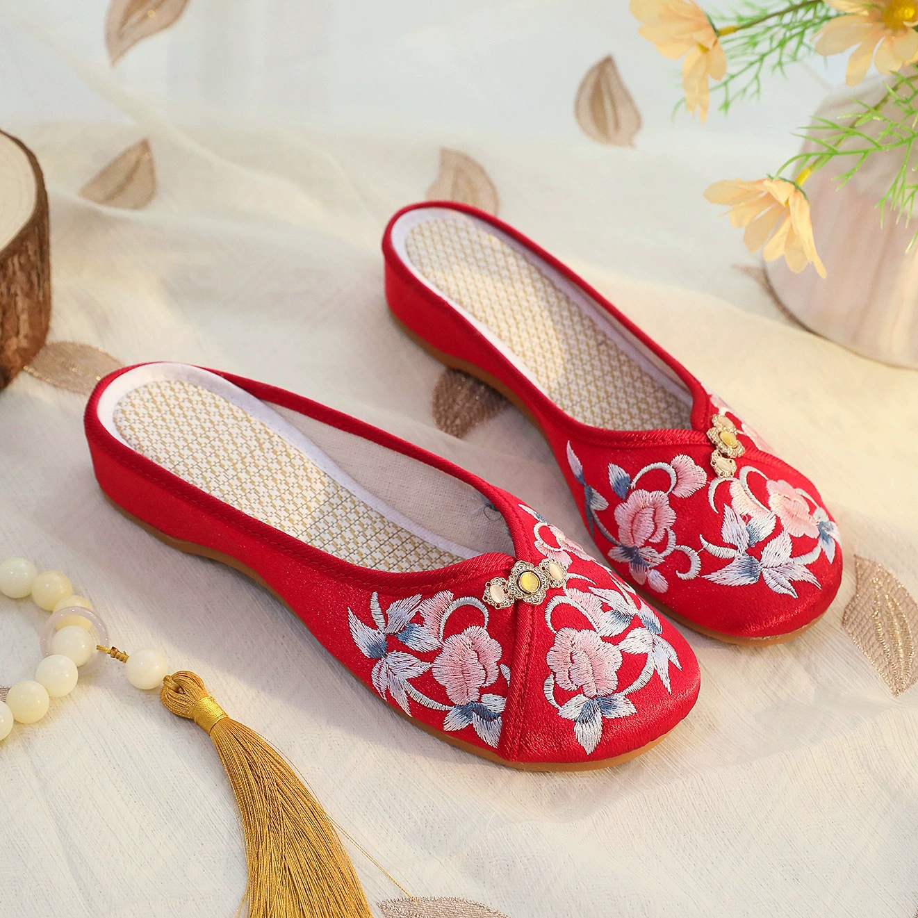 [Bing Man] 2025 новая старая пекинская обувь из ткани женские шлепанцы