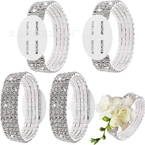 Factory direct Korean crystal bracelet bracelet rhinestone bracelet single row multi-row stretch bracelet bridal jewelry