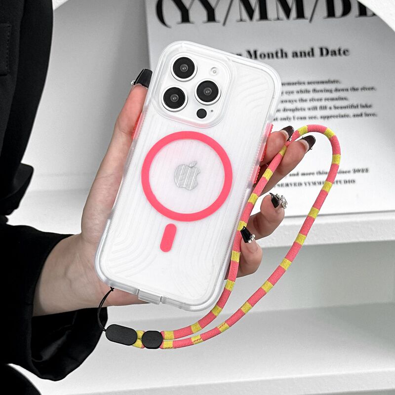 适用iPhone17promax条纹磁吸手机壳苹果16夜光挂绳15瓦楞13保护套|undefined