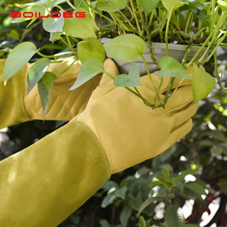 牛皮园艺手套加厚耐磨防刺扎种花园林劳保户外干活真皮现货批发