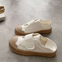 魔术贴可踩两穿帆布鞋女夏季薄款百搭chic小白鞋ins潮可爱饼干鞋