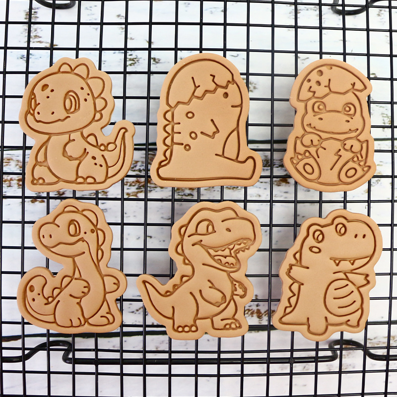 Molde de galletas de dinosaurio para hornear fiesta Molde de fondant de bricolaje Molde de galletas de azúcar de presión tridimensional 3D Molde de corte de galletas de glaseado