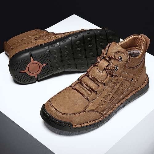 Men's Winter Warm Martin Boots Mid-Cheel Snow Boots British Style Sports Short Boots Work Casual Outdoor Boots for Larger Men