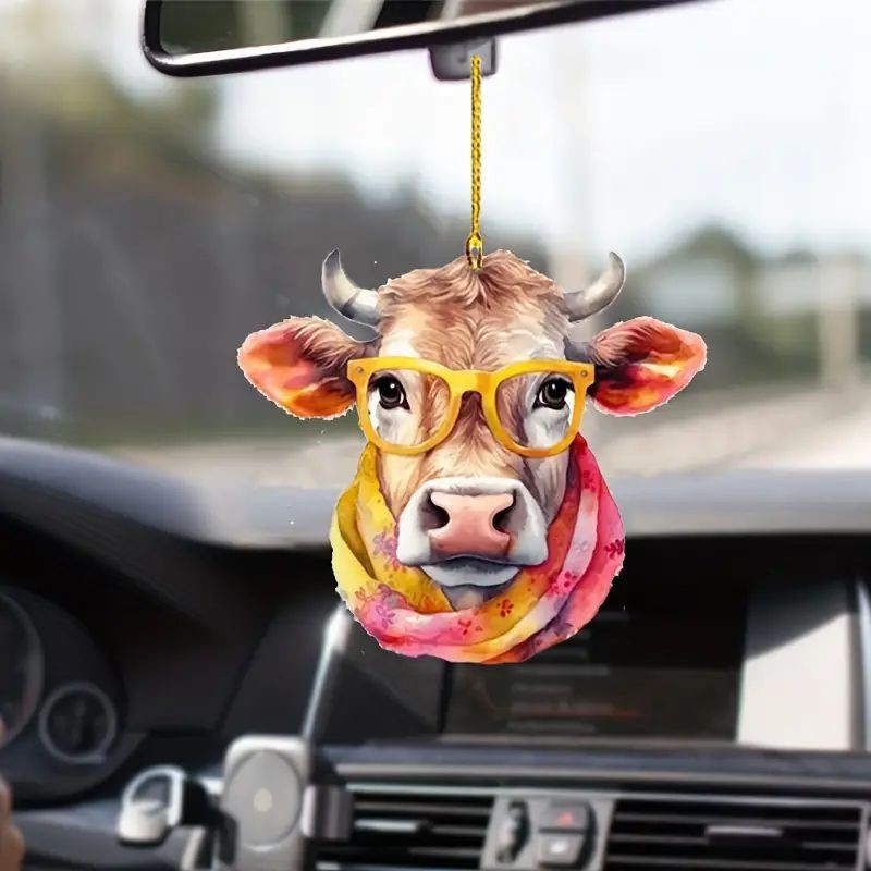 Acrílico nuevo gafas ganado colgante plano transfronterizo automóvil retrovisor interior decoración colgante llavero colgante