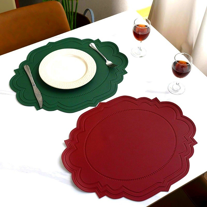 Leather Placemat Ins Style Retro Dining Table Mat European Creative Insulation Mat Scandinavian Waterproof and Oil-Proof Western Place Mat Hotel