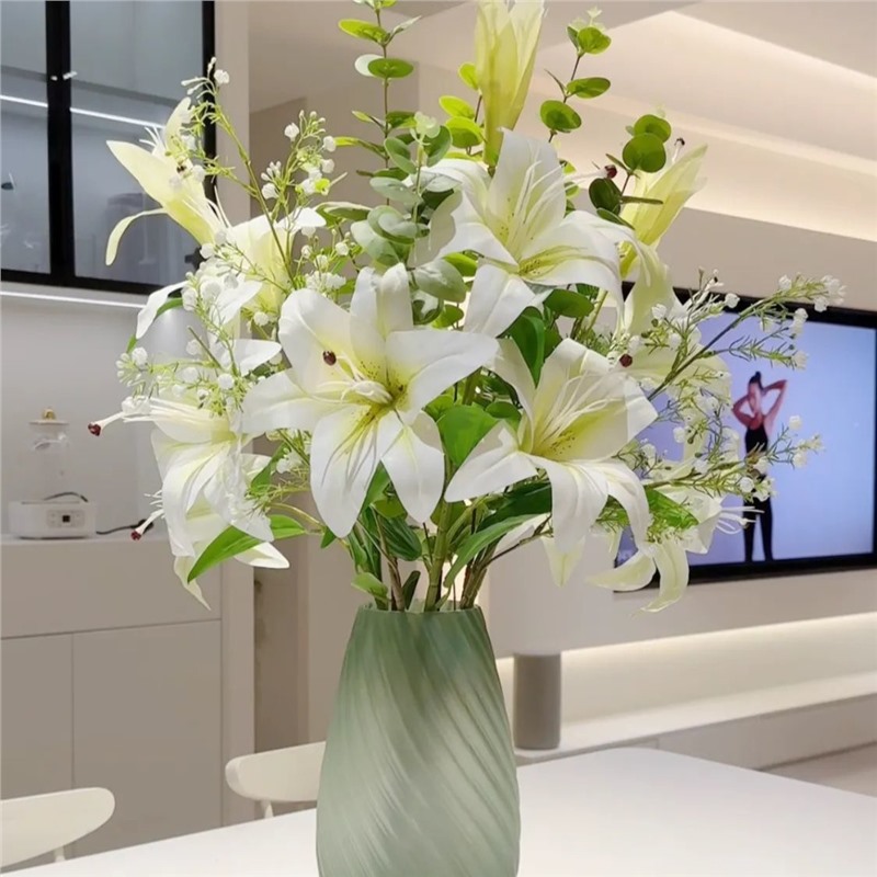 仿真百合花3花1蕾仿真花浪漫北欧简约装饰客厅餐桌摆件